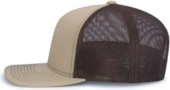 Pacific Headwear 104S Contrast Stitch Trucker Snapback - Khaki Brown Khaki - Khaki Brown / 7’’ 7 7/8’’