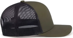 Pacific Headwear 104S Contrast Stitch Trucker Snapback - Moss Lt Charcoal Moss - Olive Gray / 7’’ 7 7/8’’