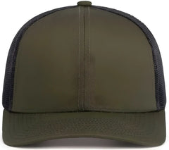 Pacific Headwear 104S Contrast Stitch Trucker Snapback - Moss Lt Charcoal Moss - Olive Gray / 7’’ 7 7/8’’