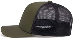 Pacific Headwear 104S Contrast Stitch Trucker Snapback - Moss Lt Charcoal Moss - Olive Gray / 7’’ 7 7/8’’