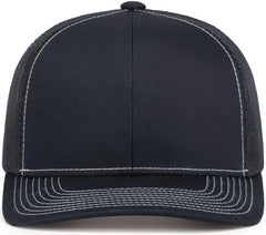 Pacific Headwear 104S Contrast Stitch Trucker Snapback - Navy White - Navy White / 7’’ 7 7/8’’