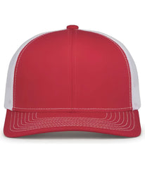 Pacific Headwear 104S Contrast Stitch Trucker Snapback - Red White Red - Red White Red / 7’’ - 7 7/8’’