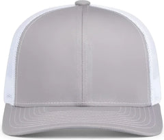 Pacific Headwear 104S Contrast Stitch Trucker Snapback - Silver White Silver - Light Gary White / 7’’ 7 7/8’’