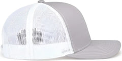 Pacific Headwear 104S Contrast Stitch Trucker Snapback - Silver White Silver - Light Gary White / 7’’ 7 7/8’’