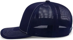 Pacific Headwear 104S Contrast Stitch Trucker Snapback - True Navy White - True Navy White / 7’’ - 7 7/8’’