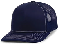Pacific Headwear 104S Contrast Stitch Trucker Snapback - True Navy White - True Navy White / 7’’ - 7 7/8’’