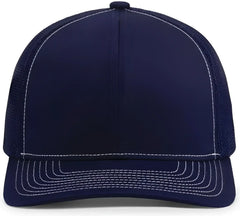 Pacific Headwear 104S Contrast Stitch Trucker Snapback - True Navy White - True Navy White / 7’’ - 7 7/8’’