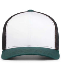 Pacific Headwear 104S Contrast Stitch Trucker Snapback - White Light Charcoal Dark Teal - White Teal / 7’’ 7 7/8’’