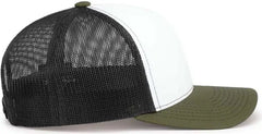 Pacific Headwear 104S Contrast Stitch Trucker Snapback - White Light Charcoal Moss - White Olive / 7’’ 7 7/8’’