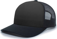 Pacific Headwear 105C 5-Panel Trucker Snapback Cap - Black Black - Black / 7’’ - 7 7/8’’