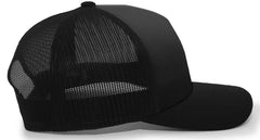 Pacific Headwear 105C 5-Panel Trucker Snapback Cap - Black Black - Black / 7’’ - 7 7/8’’