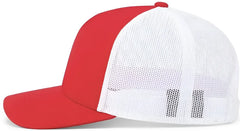 Pacific Headwear 105C 5-Panel Trucker Snapback Cap - Red White Red - Red White Red / 7’’ - 7 7/8’’
