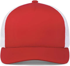Pacific Headwear 105C 5-Panel Trucker Snapback Cap - Red White Red - Red White Red / 7’’ - 7 7/8’’