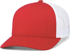 Pacific Headwear 105C 5-Panel Trucker Snapback Cap - Red White Red - Red White Red / 7’’ - 7 7/8’’
