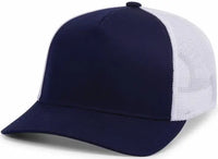 Pacific Headwear 105C 5-Panel Trucker Snapback Cap - True Navy White True Navy - True Navy White True Navy / 7’’ - 7