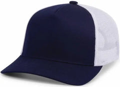 Pacific Headwear 105C 5-Panel Trucker Snapback Cap - True Navy White True Navy - True Navy White True Navy / 7’’ - 7