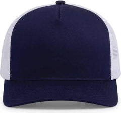 Pacific Headwear 105C 5-Panel Trucker Snapback Cap - True Navy White True Navy - True Navy White True Navy / 7’’ - 7
