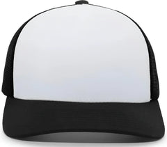 Pacific Headwear 105C 5-Panel Trucker Snapback Cap - White Black Black - White Black Black / 7’’ - 7 7/8’’