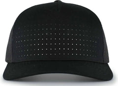 Pacific Headwear 105P Perforated 5-Panel Trucker Snapback Cap - Black Reflective - Black / 7’’ - 7 7/8’’