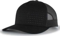 Pacific Headwear 105P Perforated 5-Panel Trucker Snapback Cap - Black Reflective - Black / 7’’ - 7 7/8’’