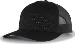 Pacific Headwear 105P Perforated 5-Panel Trucker Snapback Cap - Black Reflective - Black / 7’’ - 7 7/8’’