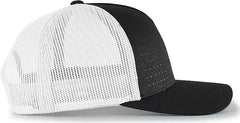 Pacific Headwear 105P Perforated 5-Panel Trucker Snapback Cap - Black White Black - Black White / 7’’ - 7 7/8’’