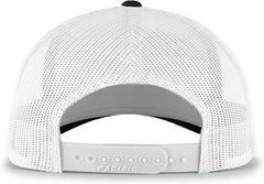 Pacific Headwear 105P Perforated 5-Panel Trucker Snapback Cap - Black White Black - Black White / 7’’ - 7 7/8’’