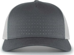 Pacific Headwear 105P Perforated 5-Panel Trucker Snapback Cap - Graphite Silver Graphite - Dark Gray Light Gray / 7’’