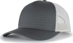 Pacific Headwear 105P Perforated 5-Panel Trucker Snapback Cap - Graphite Silver Graphite - Dark Gray Light Gray / 7’’