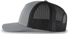 Pacific Headwear 105P Perforated 5-Panel Trucker Snapback Cap - Heather Gray Light Charcoal Acid Green - Gray Light