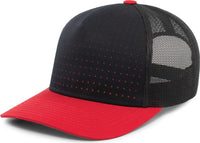 Pacific Headwear 105P Perforated 5 Panel Trucker Snapback Cap - Navy Red - Navy Red / 7’’ 7 7/8’’