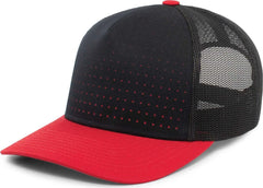 Pacific Headwear 105P Perforated 5 Panel Trucker Snapback Cap - Navy Red - Navy Red / 7’’ 7 7/8’’