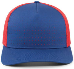 Pacific Headwear 105P Perforated 5 Panel Trucker Snapback Cap - Royal Red Royal - Royal Red / 7’’ 7 7/8’’