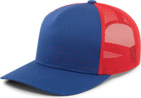 Pacific Headwear 105P Perforated 5 Panel Trucker Snapback Cap - Royal Red Royal - Royal Red / 7’’ 7 7/8’’
