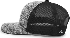 Pacific Headwear 106C Aggressive Heather Trucker Snapback Cap - Black Lite Charcoal - Black Dark Gray / 7’’ - 7 7/8’’