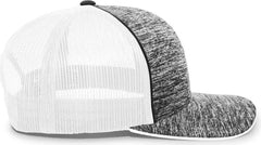 Pacific Headwear 106C Aggressive Heather Trucker Snapback Cap - BlackHeather White - Black White / 7’’ - 7 7/8’’