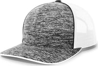 Pacific Headwear 106C Aggressive Heather Trucker Snapback Cap - BlackHeather White - Black White / 7’’ - 7 7/8’’