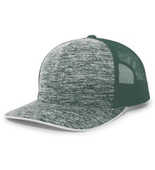 Pacific Headwear 106C Aggressive Heather Trucker Snapback Cap - Dark Green Dark Green - Forest / 7’’ - 7 7/8’’
