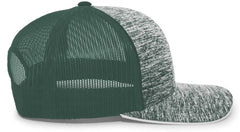 Pacific Headwear 106C Aggressive Heather Trucker Snapback Cap - Dark Green Dark Green - Forest / 7’’ - 7 7/8’’