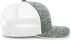 Pacific Headwear 106C Aggressive Heather Trucker Snapback Cap - Dark Green Heather White - Forest White / 7’’ - 7 7/8’’