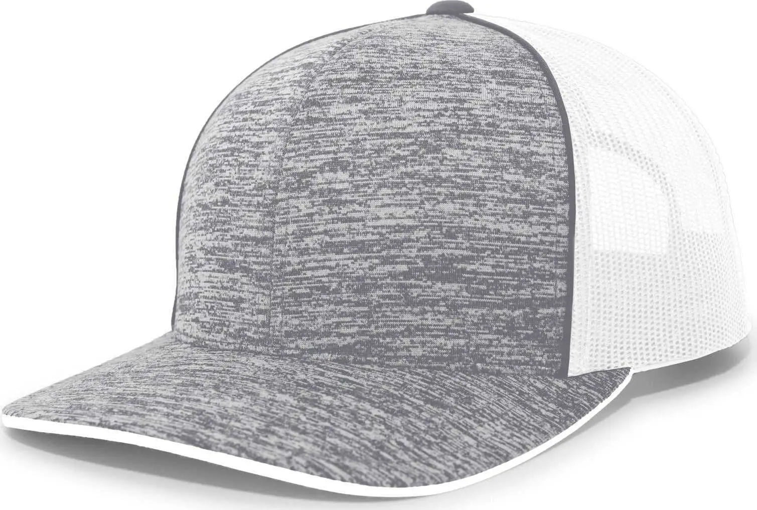 Pacific Headwear 106C Aggressive Heather Trucker Snapback Cap - Graphite Heather White - Dark Gray White / 7’’ - 7 7/8’’