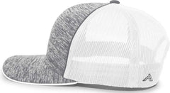 Pacific Headwear 106C Aggressive Heather Trucker Snapback Cap - Graphite Heather White - Dark Gray White / 7’’ - 7 7/8’’