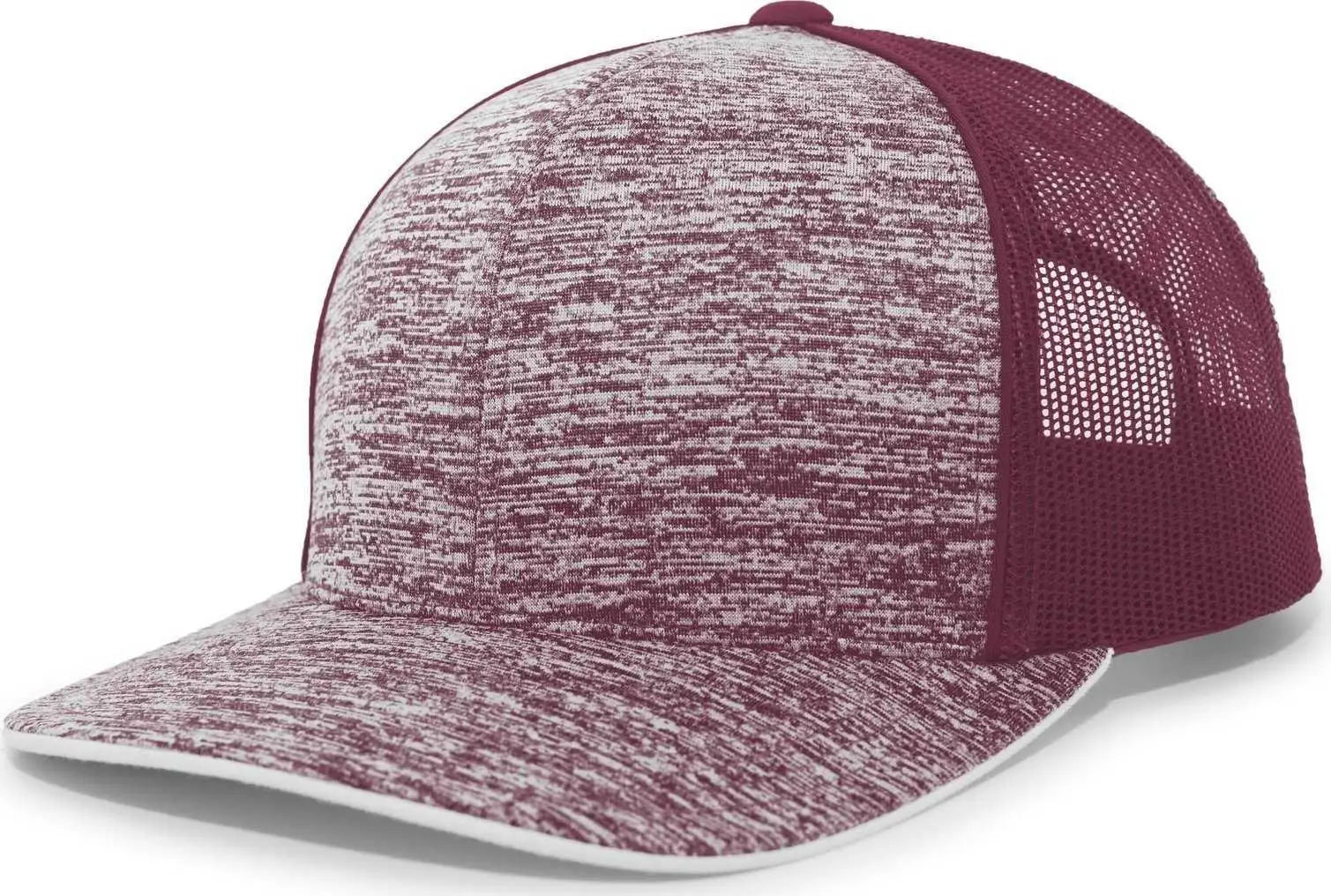 Pacific Headwear 106C Aggressive Heather Trucker Snapback Cap - Maroon Maroon - Maroon / 7’’ - 7 7/8’’