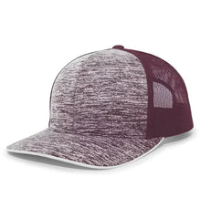 Pacific Headwear 106C Aggressive Heather Trucker Snapback Cap - Maroon Maroon - Maroon / 7’’ - 7 7/8’’