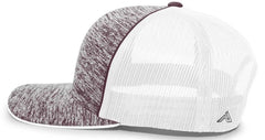 Pacific Headwear 106C Aggressive Heather Trucker Snapback Cap - Maroon Heather White - Maroon White / 7’’ - 7 7/8’’