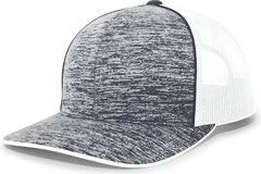 Pacific Headwear 106C Aggressive Heather Trucker Snapback Cap - Navy Heather White - Navy White / 7’’ - 7 7/8’’