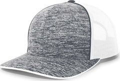 Pacific Headwear 106C Aggressive Heather Trucker Snapback Cap - Navy Heather White - Navy White / 7’’ - 7 7/8’’