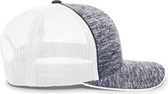 Pacific Headwear 106C Aggressive Heather Trucker Snapback Cap - Navy Heather White - Navy White / 7’’ - 7 7/8’’