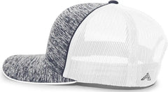 Pacific Headwear 106C Aggressive Heather Trucker Snapback Cap - Navy Heather White - Navy White / 7’’ - 7 7/8’’