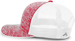 Pacific Headwear 106C Aggressive Heather Trucker Snapback Cap - Red Heather White - Red White / 7’’ - 7 7/8’’